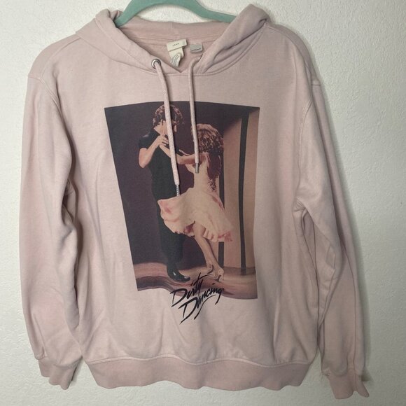 H&M Dirty Dancing Graphic Hoodie Sweatshirt Womens M Pink Soft Cotton - Picture 1 of 13